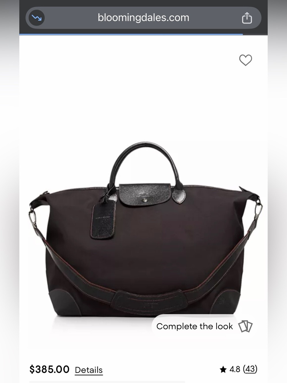 Longchamp Boxford Large Black Travel Tote